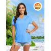 imageMAGCOMSEN Womens T Shirts VNeck Short Sleeve UPF 50 Sun Protection Performance Quick Dry Athletic Shirts Tee TopsWaterfall Blue