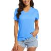 imageMAGCOMSEN Womens T Shirts VNeck Short Sleeve UPF 50 Sun Protection Performance Quick Dry Athletic Shirts Tee TopsWaterfall Blue
