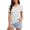imageMAGCOMSEN Womens T Shirts VNeck Short Sleeve UPF 50 Sun Protection Performance Quick Dry Athletic Shirts Tee TopsWhite
