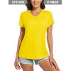 imageMAGCOMSEN Womens T Shirts VNeck Short Sleeve UPF 50 Sun Protection Performance Quick Dry Athletic Shirts Tee TopsYellow