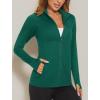 imageMAGCOMSEN Womens UPF 50 Lightweight Athletic Jacket Sun Protection Full Zip Long Sleeve Shirts Hiking Outdoor PocketsEmerald Green