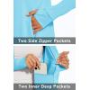 imageMAGCOMSEN Womens UPF 50 Lightweight Athletic Jacket Sun Protection Full Zip Long Sleeve Shirts Hiking Outdoor PocketsLight Blue