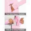 imageMAGCOMSEN Womens UPF 50 Lightweight Athletic Jacket Sun Protection Full Zip Long Sleeve Shirts Hiking Outdoor PocketsLight Pink