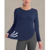 imageMAGCOMSEN Womens Workout Running Long Sleeve Top Athletic Hiking Sun Shirt Active Dry Fit Lightweight T Shirt UPF 80Navy