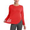 imageMAGCOMSEN Womens Workout Running Long Sleeve Top Athletic Hiking Sun Shirt Active Dry Fit Lightweight T Shirt UPF 80Tomato Red
