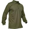 imageMAGCOMSEN Mens Polo Shirts 3 Button Quick Dry Performance Long Sleeve Tactical Shirts Pique Jersey Golf ShirtArmy Green