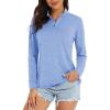imageMAGCOMSEN Womens 14 Zip Shirts UPF 50 Sun Protection Pullover Long Sleeve Quick Dry Workout Hiking Athletic ShirtsLight Blue