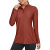 imageMAGCOMSEN Womens Long Sleeve Shirts 14 Zip Pullover UPF 50 Sun Protection Quick Dry Hiking Athletic Workout TopsDark Orange