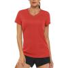 imageMAGCOMSEN Womens T Shirts VNeck Short Sleeve UPF 50 Sun Protection Performance Quick Dry Athletic Shirts Tee TopsTomato Red