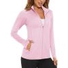 imageMAGCOMSEN Womens UPF 50 Lightweight Athletic Jacket Sun Protection Full Zip Long Sleeve Shirts Hiking Outdoor PocketsLight Pink
