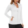 imageMAGCOMSEN Womens UPF 50 Lightweight Athletic Jacket Sun Protection Full Zip Long Sleeve Shirts Hiking Outdoor PocketsWhite