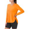 imageMAGCOMSEN Womens Workout Running Long Sleeve Top Athletic Hiking Sun Shirt Active Dry Fit Lightweight T Shirt UPF 80Orange