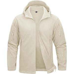 imageMAGCOMSEN Mens Military Tactical Jacket Warm Fleece Hoodies Sport Outdoor Winter Coats WindbreakerBeige