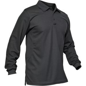 imageMAGCOMSEN Mens Polo Shirts 3 Button Quick Dry Performance Long Sleeve Tactical Shirts Pique Jersey Golf ShirtDarkgrey