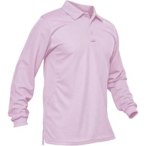 imageMAGCOMSEN Mens Polo Shirts 3 Button Quick Dry Performance Long Sleeve Tactical Shirts Pique Jersey Golf ShirtPinkish Purple