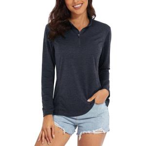 imageMAGCOMSEN Womens 14 Zip Shirts UPF 50 Sun Protection Pullover Long Sleeve Quick Dry Workout Hiking Athletic ShirtsBlack