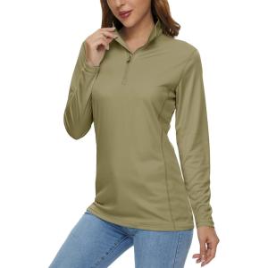 imageMAGCOMSEN Womens Shirts Long Sleeve 14 Zip UPF50 UV Sun Protection Quick Dry Workout Hiking Athletic Shirts Rash GuardDull Cyan