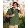 imageMAGCOMSEN Mens UPF 50 Fishing Shirts Short Sleeve Sun Protection Shirts Quick Dry Cooling Button Down Shirt Hiking SafariArmy Green
