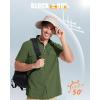 imageMAGCOMSEN Mens UPF 50 Fishing Shirts Short Sleeve Sun Protection Shirts Quick Dry Cooling Button Down Shirt Hiking SafariArmy Green