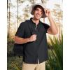 imageMAGCOMSEN Mens UPF 50 Fishing Shirts Short Sleeve Sun Protection Shirts Quick Dry Cooling Button Down Shirt Hiking SafariBlack