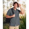 imageMAGCOMSEN Mens UPF 50 Fishing Shirts Short Sleeve Sun Protection Shirts Quick Dry Cooling Button Down Shirt Hiking SafariDark Grey