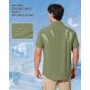 imageMAGCOMSEN Mens UPF 50 Fishing Shirts Short Sleeve Sun Protection Shirts Quick Dry Cooling Button Down Shirt Hiking SafariGrey Green