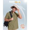imageMAGCOMSEN Mens UPF 50 Fishing Shirts Short Sleeve Sun Protection Shirts Quick Dry Cooling Button Down Shirt Hiking SafariKhaki