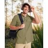 imageMAGCOMSEN Mens UPF 50 Fishing Shirts Short Sleeve Sun Protection Shirts Quick Dry Cooling Button Down Shirt Hiking SafariKhaki