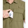 imageMAGCOMSEN Mens UPF 50 Fishing Shirts Short Sleeve Sun Protection Shirts Quick Dry Cooling Button Down Shirt Hiking SafariKhaki