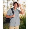 imageMAGCOMSEN Mens UPF 50 Fishing Shirts Short Sleeve Sun Protection Shirts Quick Dry Cooling Button Down Shirt Hiking SafariLight Grey