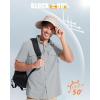 imageMAGCOMSEN Mens UPF 50 Fishing Shirts Short Sleeve Sun Protection Shirts Quick Dry Cooling Button Down Shirt Hiking SafariLight Grey