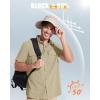 imageMAGCOMSEN Mens UPF 50 Fishing Shirts Short Sleeve Sun Protection Shirts Quick Dry Cooling Button Down Shirt Hiking SafariLight Khaki