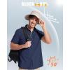 imageMAGCOMSEN Mens UPF 50 Fishing Shirts Short Sleeve Sun Protection Shirts Quick Dry Cooling Button Down Shirt Hiking SafariNavy