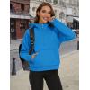 imageMAGCOMSEN Womens Half Zip Cropped Sweatshirts Fleece Lined Hoodie Quarter Zip Pullover Activewear Sweater with PocketsAzure