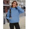 imageMAGCOMSEN Womens Half Zip Cropped Sweatshirts Fleece Lined Hoodie Quarter Zip Pullover Activewear Sweater with PocketsHaze Blue