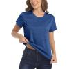 imageMAGCOMSEN Womens Short Sleeve Quick Dry TShirts Wicking Moisture Workout Athletic Running ShirtsDark Blue