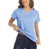 imageMAGCOMSEN Womens Short Sleeve Quick Dry TShirts Wicking Moisture Workout Athletic Running ShirtsLight Blue