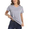 imageMAGCOMSEN Womens Short Sleeve Quick Dry TShirts Wicking Moisture Workout Athletic Running ShirtsLight Grey