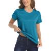 imageMAGCOMSEN Womens Short Sleeve Quick Dry TShirts Wicking Moisture Workout Athletic Running ShirtsPeacock Blue