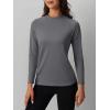 imageMAGCOMSEN Womens Thermal Shirts Mock Turtleneck Fleece Lined Long Sleeve Workout Underwear Base Layer Pullover TopsDark Grey