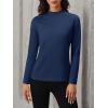 imageMAGCOMSEN Womens Thermal Shirts Mock Turtleneck Fleece Lined Long Sleeve Workout Underwear Base Layer Pullover TopsNavy