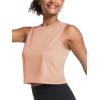 imageMAGCOMSEN Womens Workout Cropped Tops UPF 50 Athletic Running Tank Tops Sleeveless Gym Sports Muscle ShirtsApricot