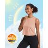 imageMAGCOMSEN Womens Workout Cropped Tops UPF 50 Athletic Running Tank Tops Sleeveless Gym Sports Muscle ShirtsApricot