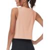 imageMAGCOMSEN Womens Workout Cropped Tops UPF 50 Athletic Running Tank Tops Sleeveless Gym Sports Muscle ShirtsApricot