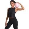 imageMAGCOMSEN Womens Workout Cropped Tops UPF 50 Athletic Running Tank Tops Sleeveless Gym Sports Muscle ShirtsBlack