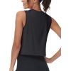 imageMAGCOMSEN Womens Workout Cropped Tops UPF 50 Athletic Running Tank Tops Sleeveless Gym Sports Muscle ShirtsBlack