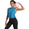imageMAGCOMSEN Womens Workout Cropped Tops UPF 50 Athletic Running Tank Tops Sleeveless Gym Sports Muscle ShirtsBlue Green