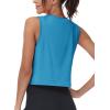 imageMAGCOMSEN Womens Workout Cropped Tops UPF 50 Athletic Running Tank Tops Sleeveless Gym Sports Muscle ShirtsBlue Green