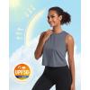 imageMAGCOMSEN Womens Workout Cropped Tops UPF 50 Athletic Running Tank Tops Sleeveless Gym Sports Muscle ShirtsDark Grey