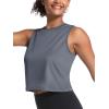 imageMAGCOMSEN Womens Workout Cropped Tops UPF 50 Athletic Running Tank Tops Sleeveless Gym Sports Muscle ShirtsDark Grey